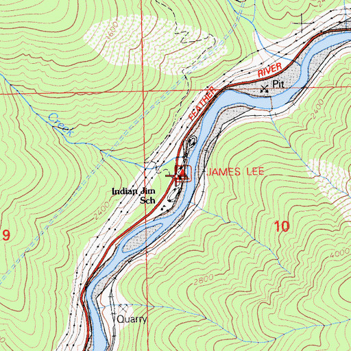 Topographic Map of James Lee Campground, CA