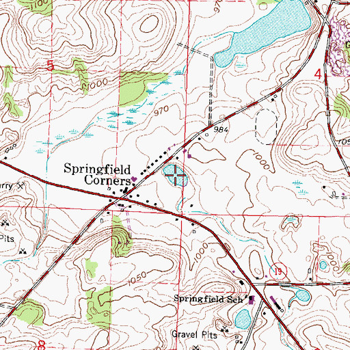 Topographic Map of Springfield Pond, WI
