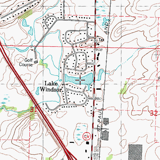 Topographic Map of Windsor Lake, WI