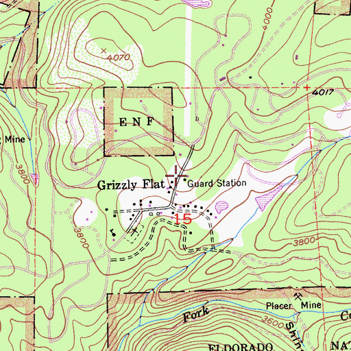 Topographic Map of Grizzly Guard Station, CA