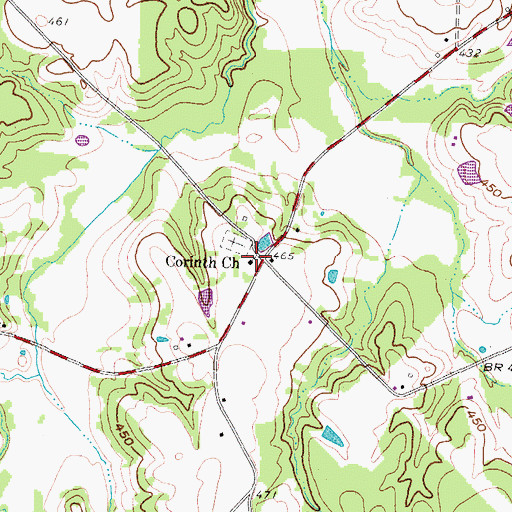 Topographic Map of Corinth, TX