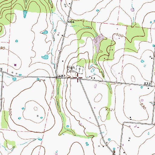 Topographic Map of High, TX