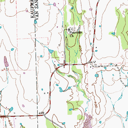 Topographic Map of Four Mile Prairie, TX