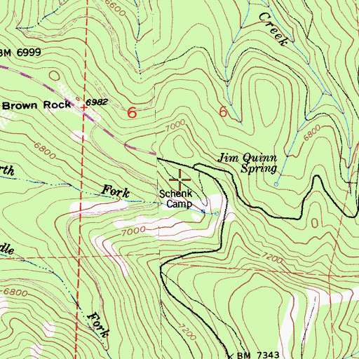 Topographic Map of Schenk Camp, CA