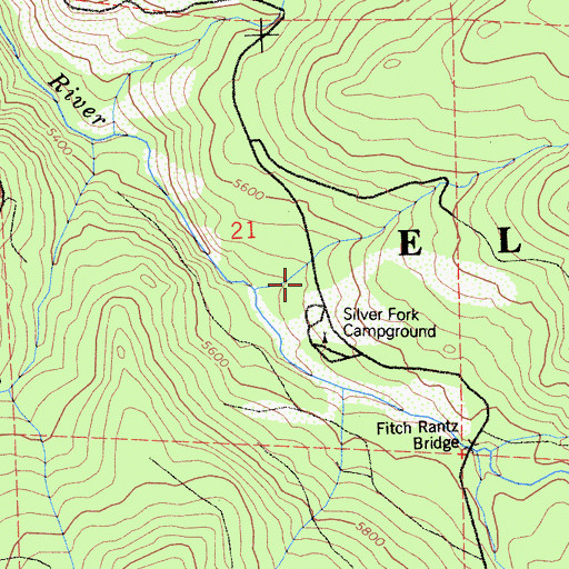 Topographic Map of Silver Fork Campground, CA