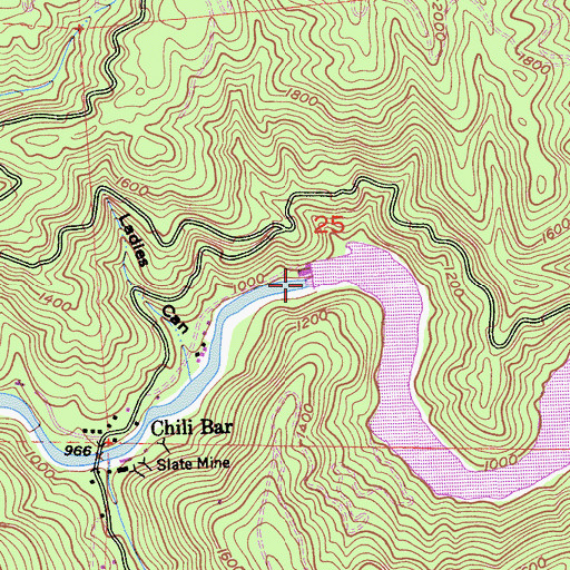 Topographic Map of Chili Bar Reservoir, CA