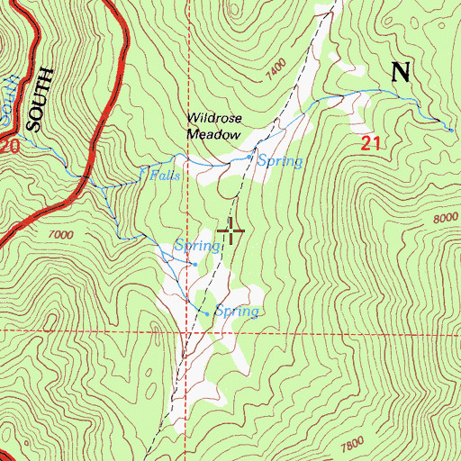Topographic Map of Wildrose Meadows, CA