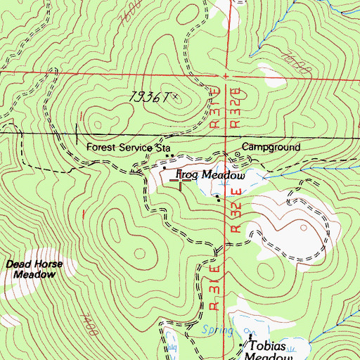 Topographic Map of Frog Meadows Campground, CA