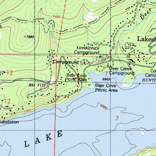 Topographic Map of Bear Cove Picnic Area, CA