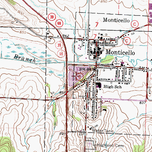 Topographic Map of Lake Montesian, WI