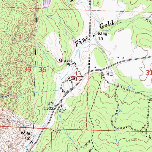 Topographic Map of Fine Gold, CA