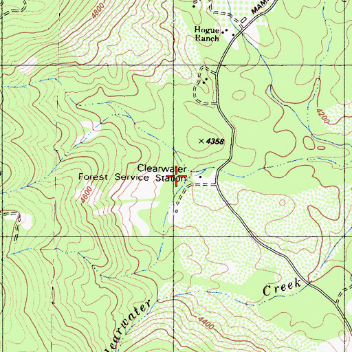 Topographic Map of Clearwater Forest Service Station, CA