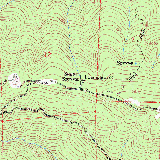 Topographic Map of Sugar Spring Campground, CA