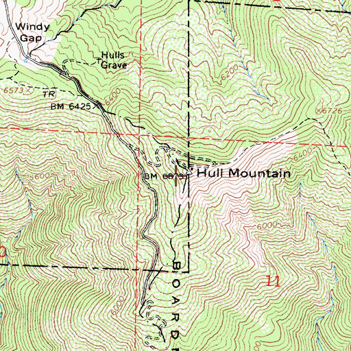 Topographic Map of Hull Mountain Lookout, CA