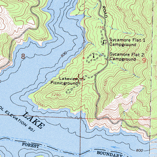 Topographic Map of Lakeview Picnic Ground, CA