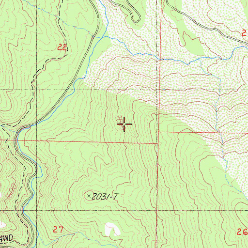 Topographic Map of Cats Head Campground, CA