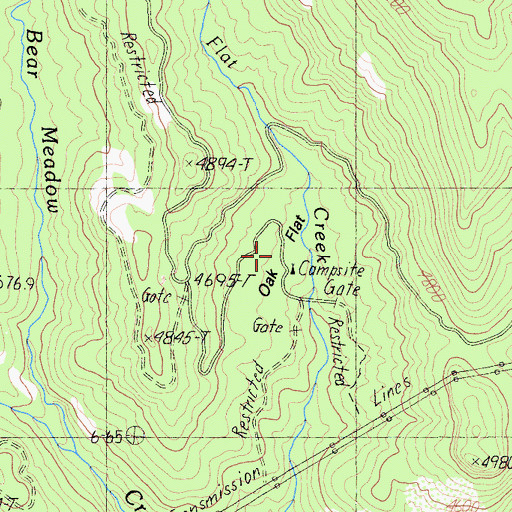 Topographic Map of Oak Flat Campground, CA