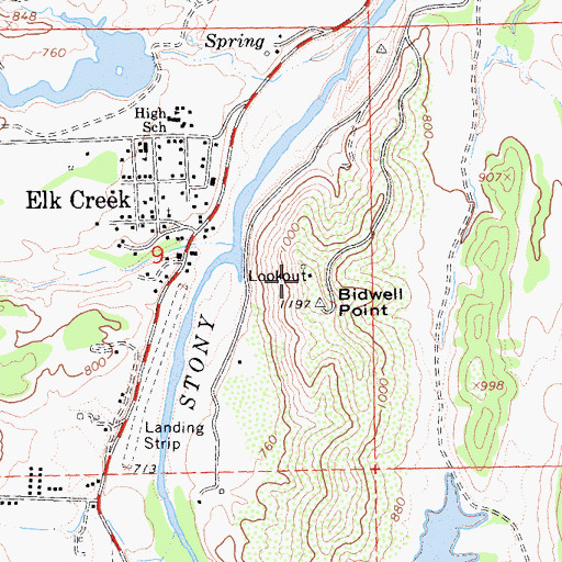 Topographic Map of Elk Creek Butte Lookout, CA