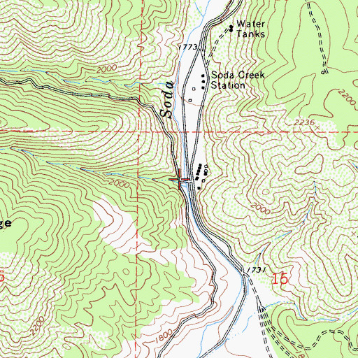 Topographic Map of Soda Creek Resort, CA