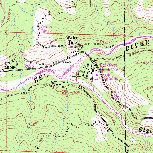 Topographic Map of Eel River Campground, CA