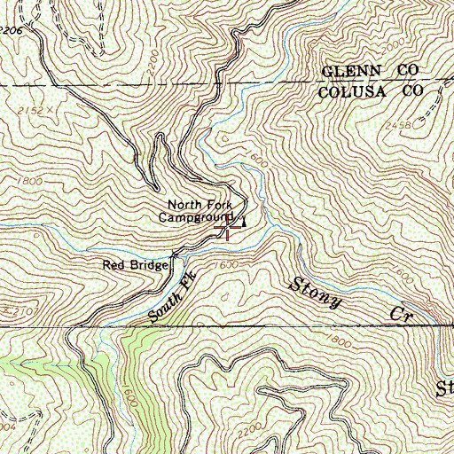 Topographic Map of North Fork Campground, CA