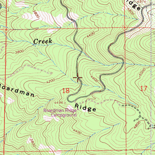 Topographic Map of Boardman Ridge Campground, CA