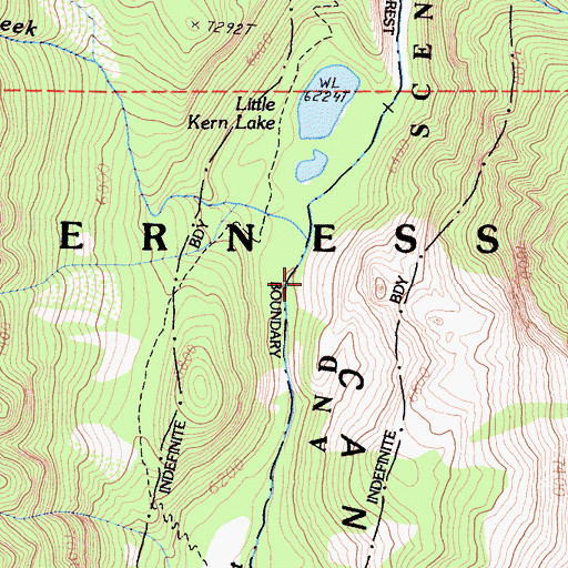 Topographic Map of BIg Kern Lake Creek, CA