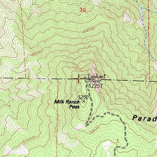 Topographic Map of Milk Ranch Lookout, CA