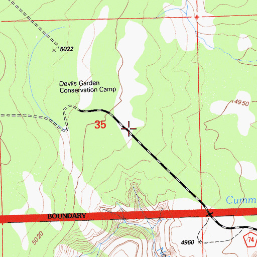 Topographic Map of Devils Garden Airport (historical), CA