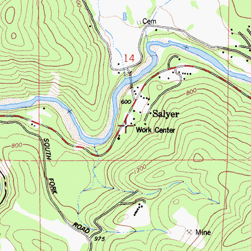Topographic Map of Salyer Forest Service Facility, CA