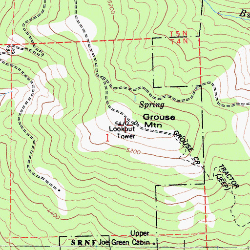 Topographic Map of Grouse Mountain Lookout, CA