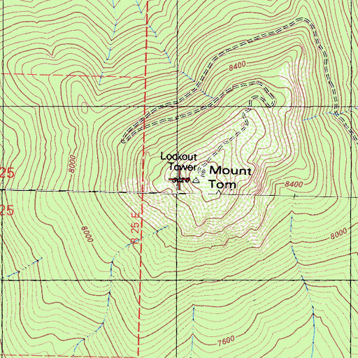 Topographic Map of Mount Tom Lookout, CA