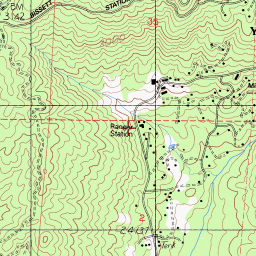 Topographic Map of Bass Lake Ranger Station, CA