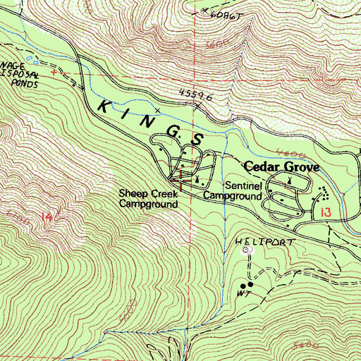 Topographic Map of Sheep Creek Campground, CA