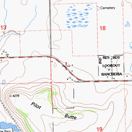 Topographic Map of Butte School, CA