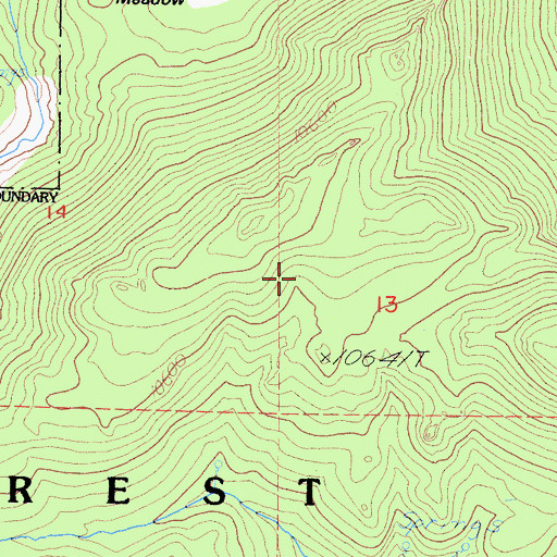 Topographic Map of Last Chance Meadow Research Natural Area, CA