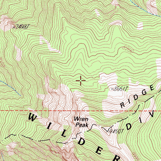 Topographic Map of Monarch Wilderness, CA