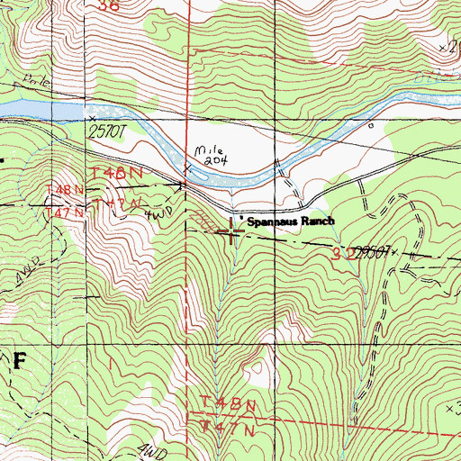 Topographic Map of Spannaus Ranch, CA