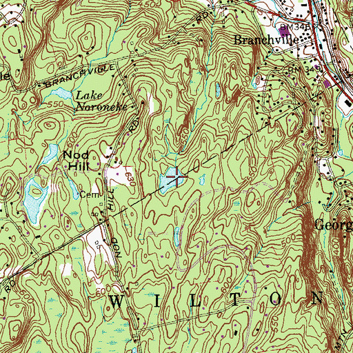 Topographic Map of Weir Pond, CT
