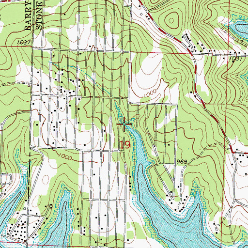 Topographic Map of Basin Hollow, MO