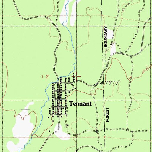 Topographic Map of Tennant Campground, CA