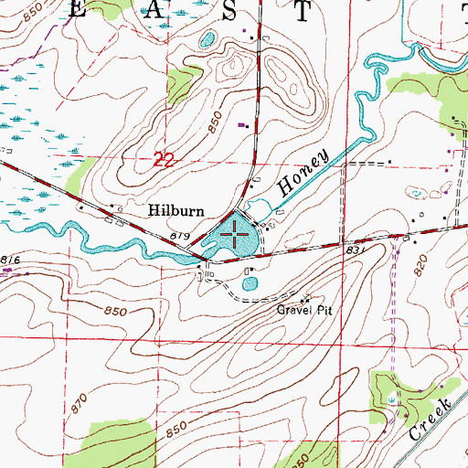 Topographic Map of Hilburn Pond, WI