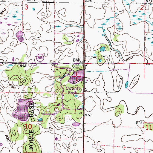 Topographic Map of Bur Oak Lake, WI