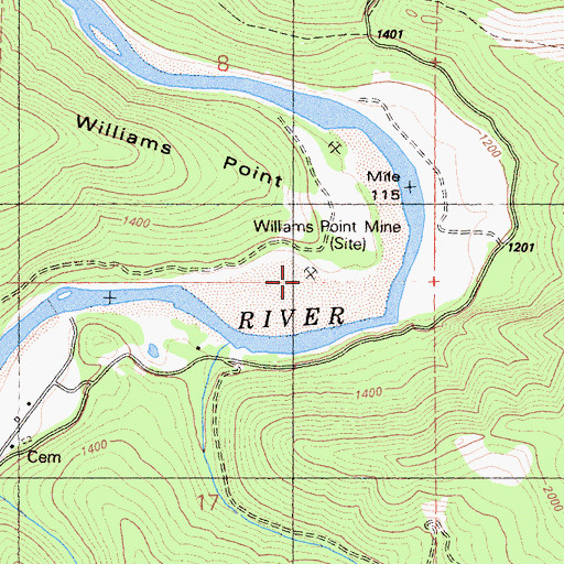 Topographic Map of Williams Point Mine, CA