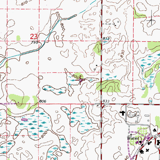 Topographic Map of Mills Ponds, WI