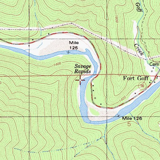Topographic Map of Savage Rapids, CA