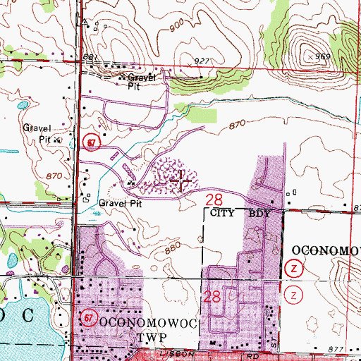 Topographic Map of Crystal Lake, WI