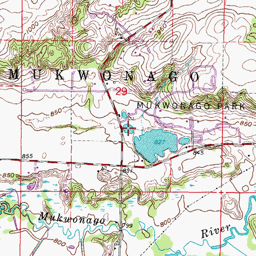 Topographic Map of Mukwonago Park Pond, WI