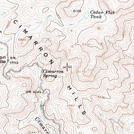 Topographic Map of Cimarron Hills, AZ