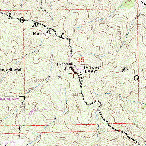 Topographic Map of Cuesta Electronic Site, CA